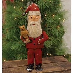 Kris Kringle & Teddy • Reclaimed Metal Santa holding Teddy
