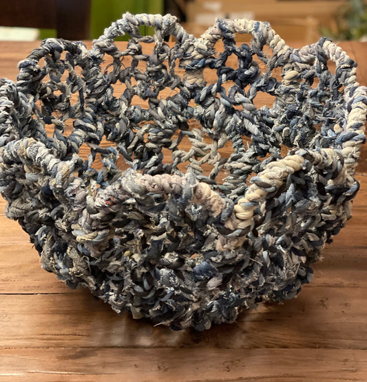 15” Repurposed Denim flower basket