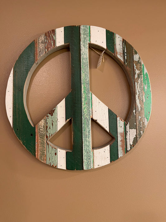 19” Reclaimed Wood Peace Sign