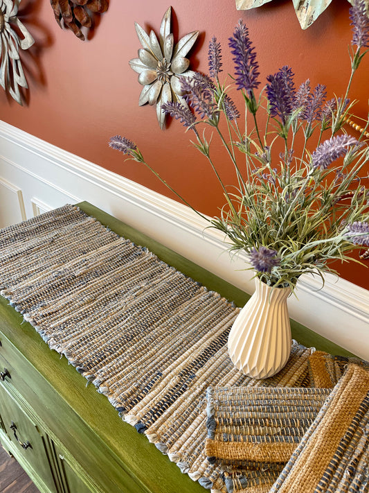 Reclaimed denim table runner