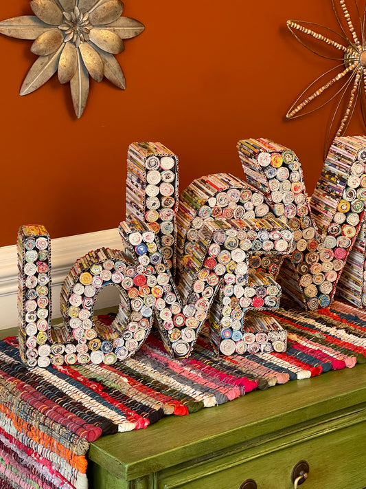 LOVE - small reclaimed magazine Decor