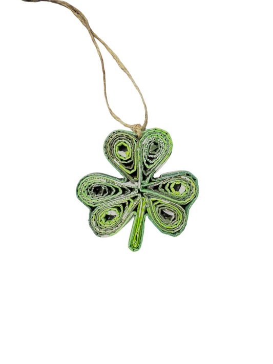 Shamrock Ornament • Reclaimed Shamrock Paper Ornament • Keepsake Lucky Charm