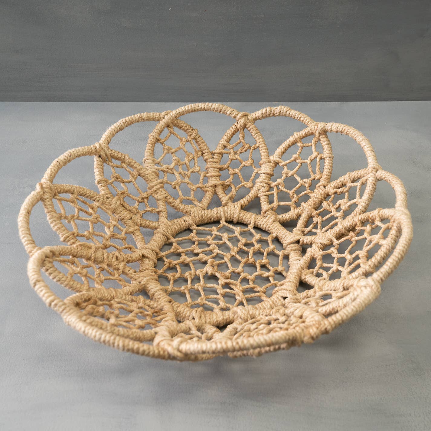 16" Bohemian Jute Flower Basket