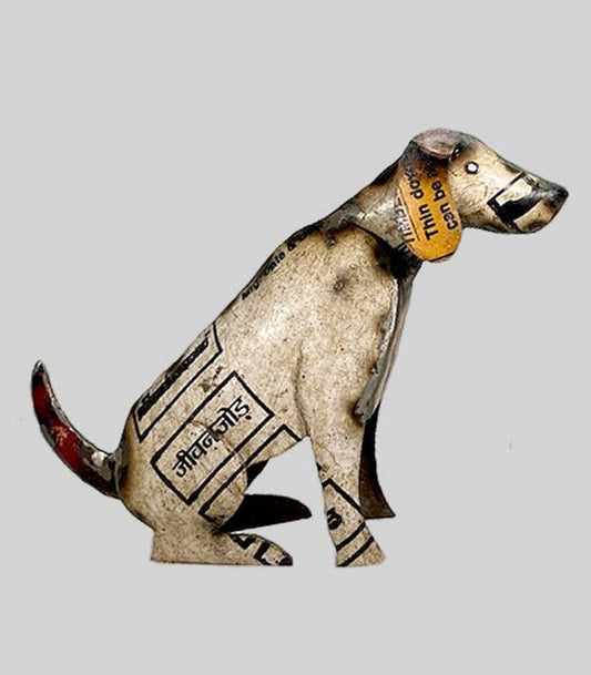 Cassie the Sitting Dog • Recycled Metal Animals