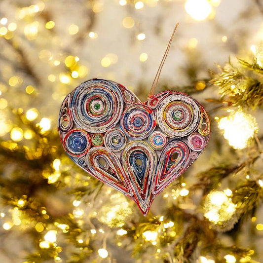 Large Lopsided Heart Ornament - Recycled Paper