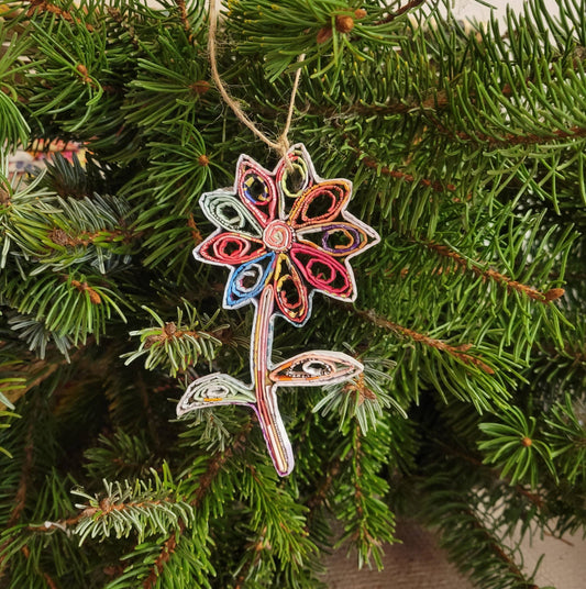 Flower Ornament  • recycled magazine ornament