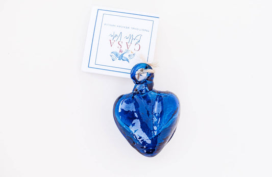 Blown Glass Heart - Cobalt Blue - Mini Recycled Glass Heart