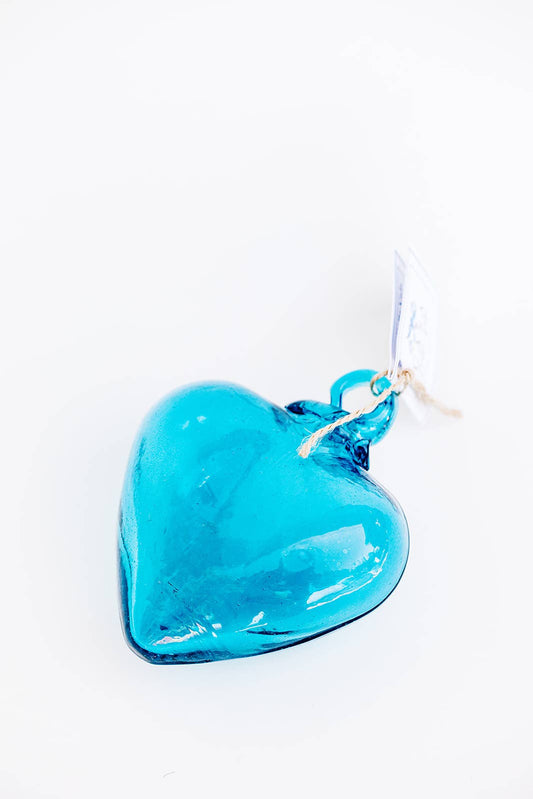 Blown Glass Heart - Teal - Small Recycled Glass Heart