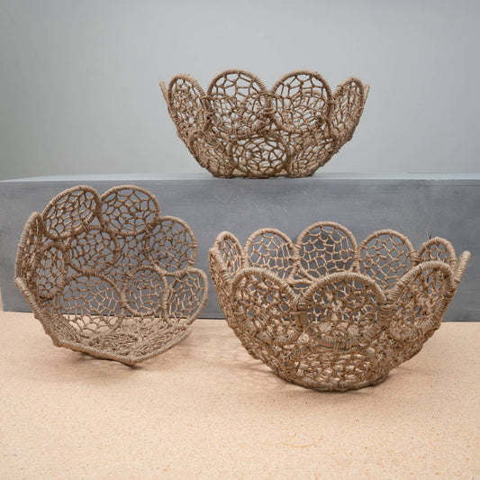 Jute Flower Baskets, Set of 3