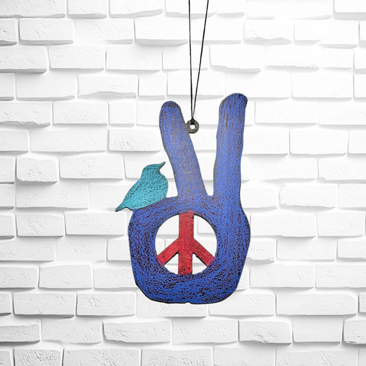 Hippie Hand Metal Peace Ornament