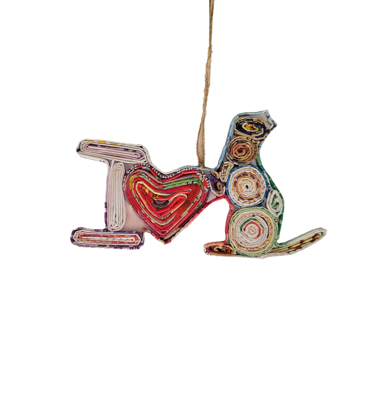 I Love Cat Ornament - Recycled Paper