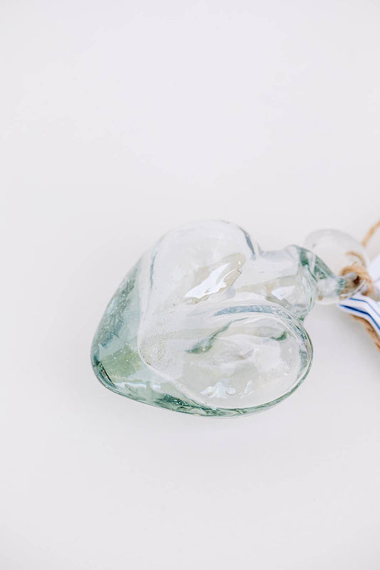 Blown Glass Heart - Clear - Mini Recycled Glass Heart