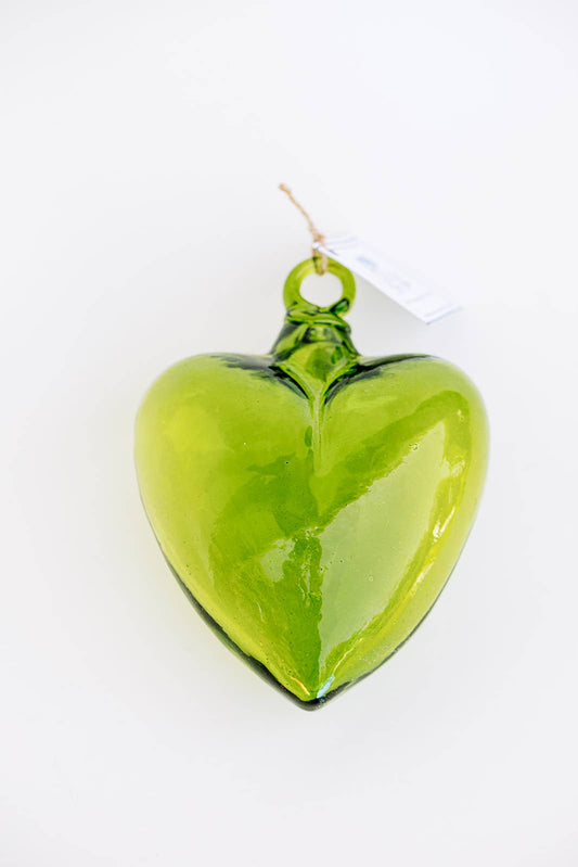 Blown Glass Heart - Green - Mini Recycled Glass Heart