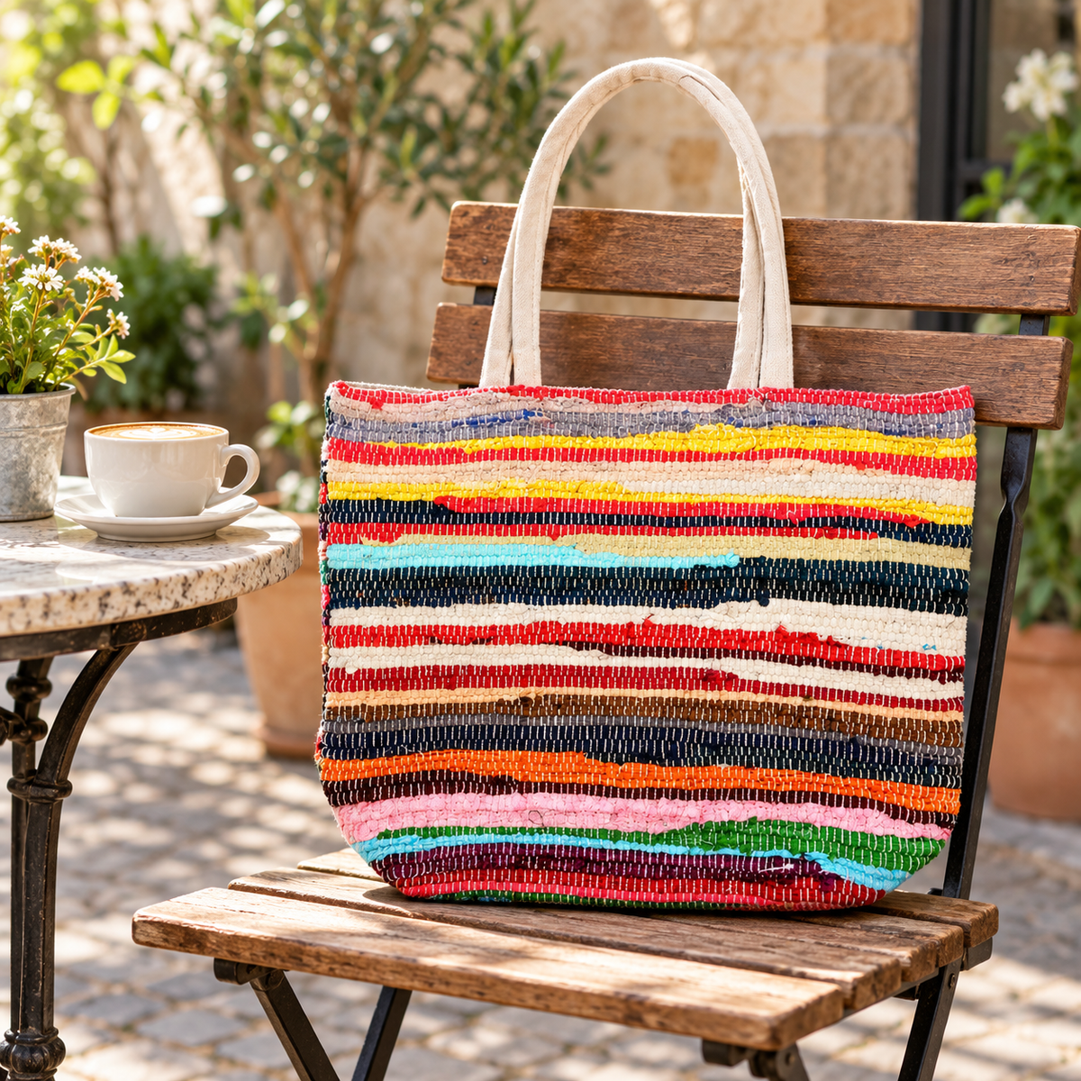 The Jean Scene Tote • Recycled Denim Woven Shoulder Bag