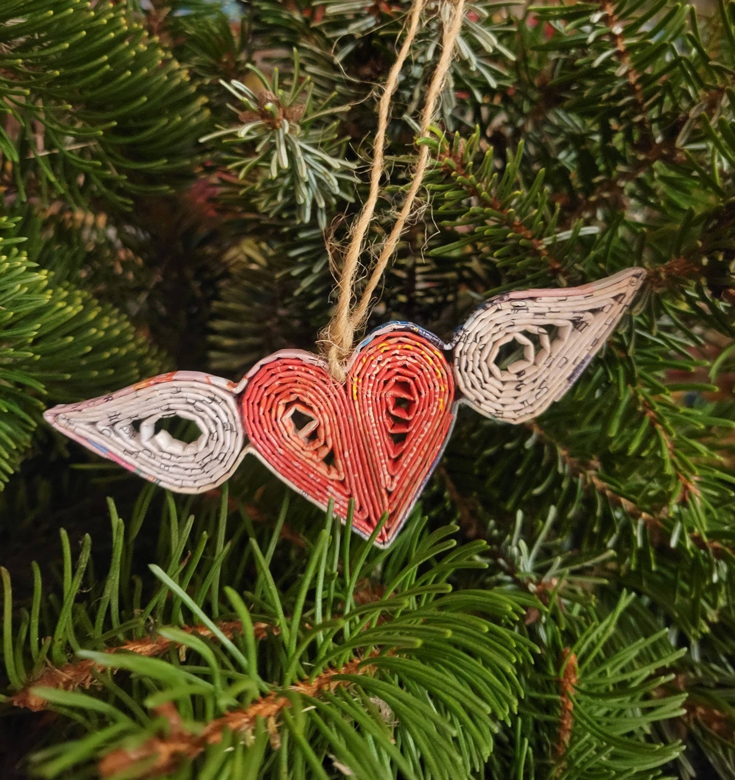 Flying Heart Ornament - Recycled Paper