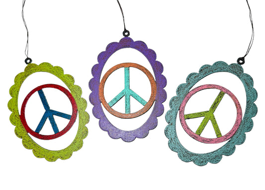 Peace Sign Metal Ornaments - Large
