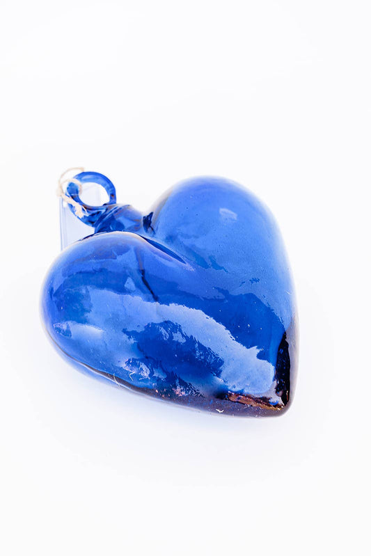 Blown Glass Heart - Cobalt Blue - Small Recycled Glass Heart