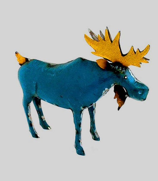 Brutus the Moose • Blue Recycled Metal Animals