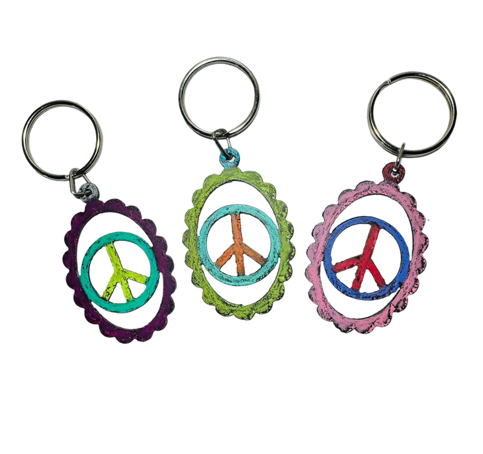 Peace sign keychain • hippie keychain – Past Forward Shop
