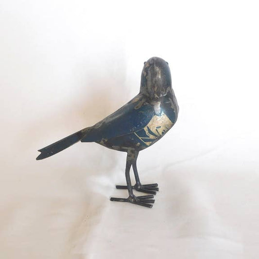 Reclaimed Metal Blue Bird Decor – Royal Dark Blue Bird 6”