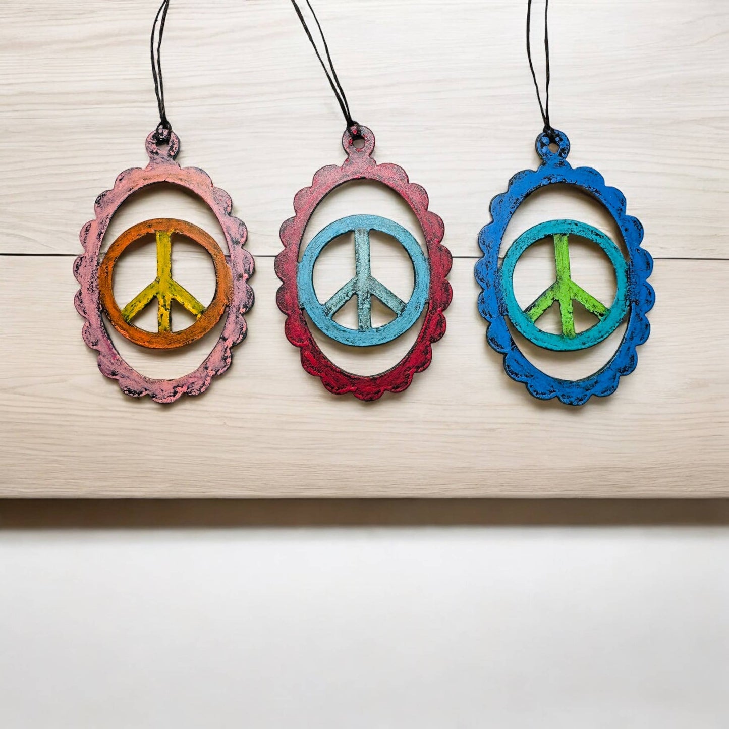 Mini Metal Peace Sign Ornament