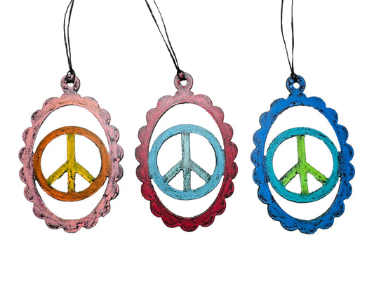 Mini Metal Peace Sign Ornament