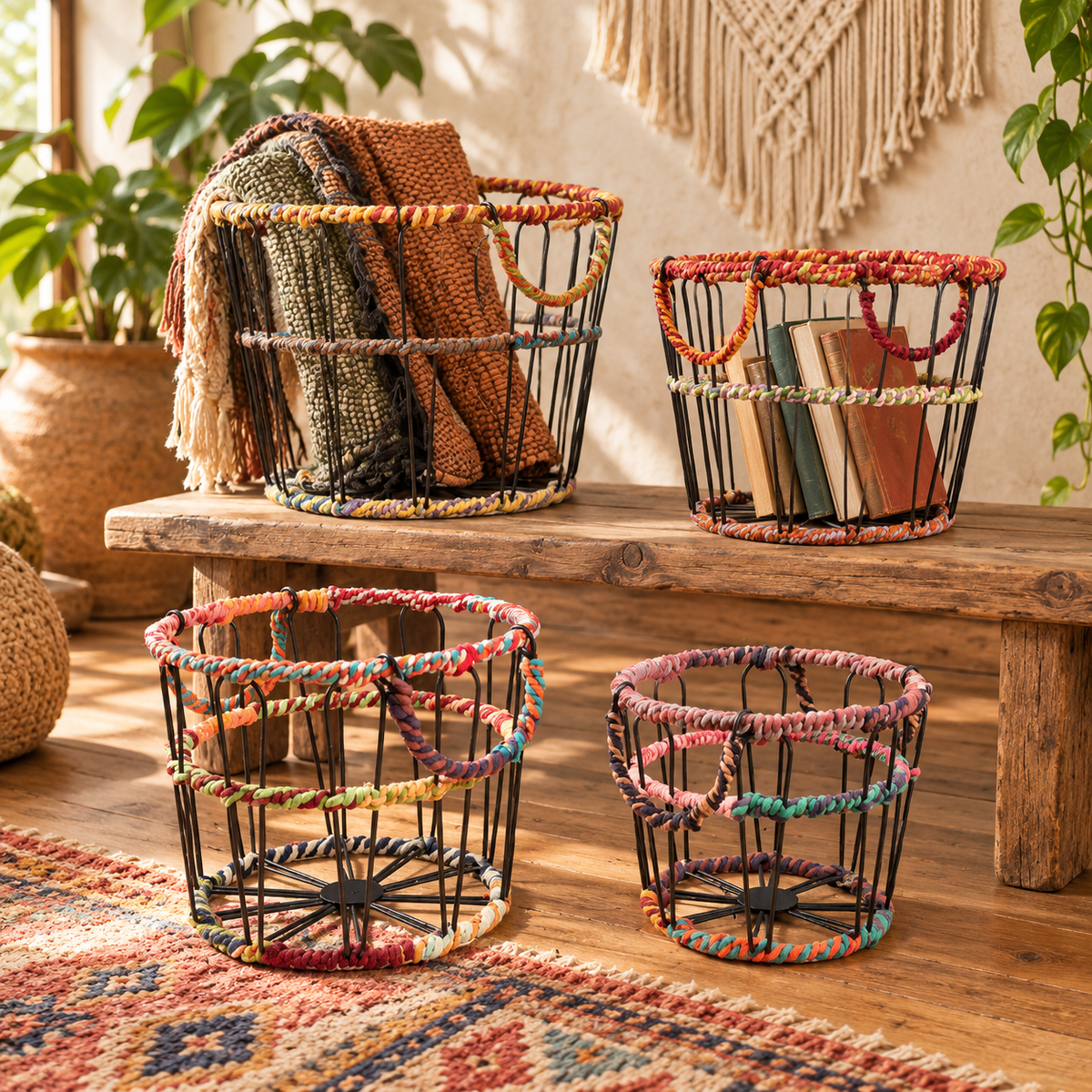 Good Vibes Iron & Jute Baskets