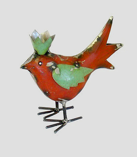 River Royale the Bird • Reclaimed Red and Green Bird with Crown