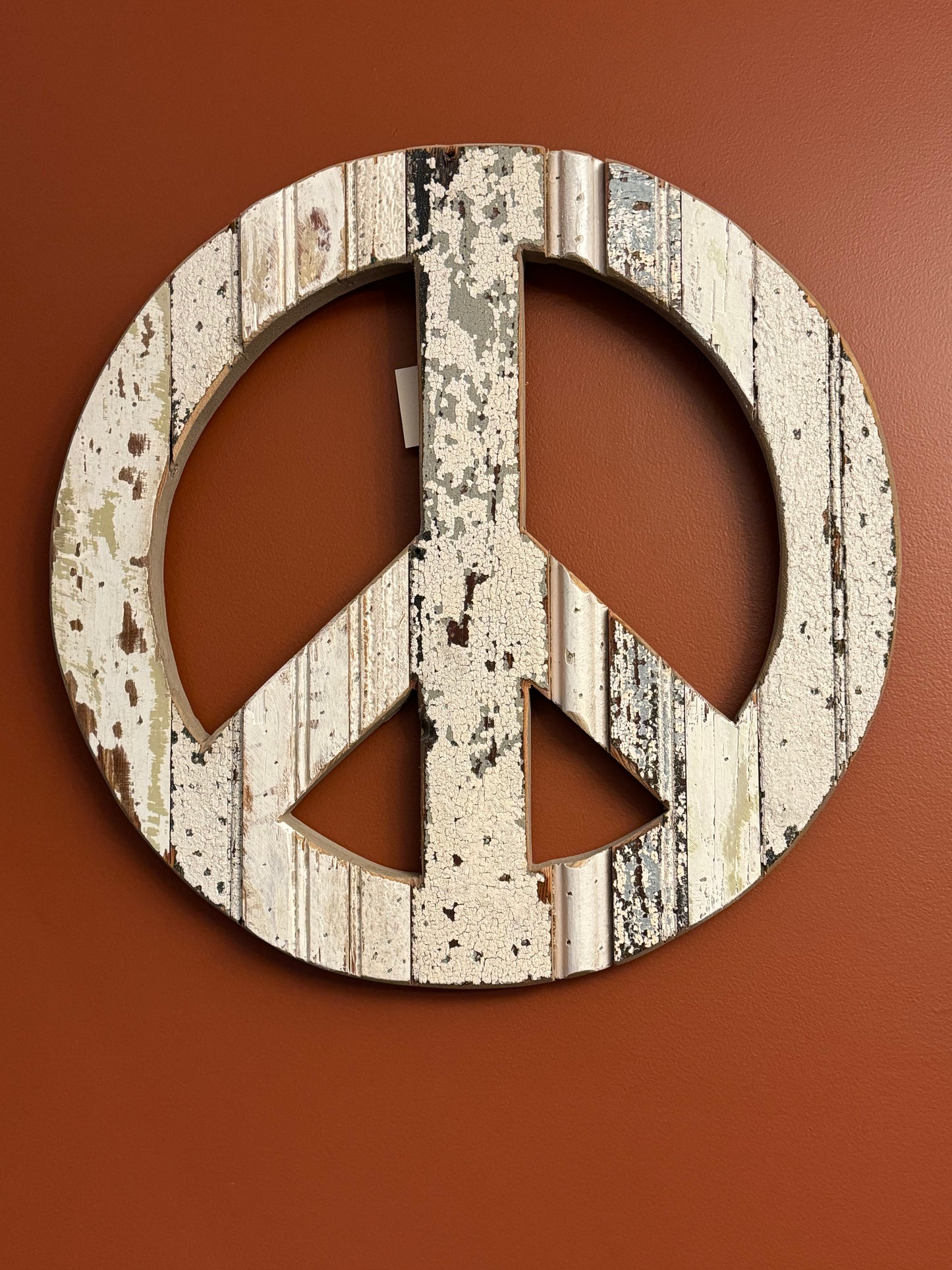 19” Reclaimed Wood Peace Sign - White