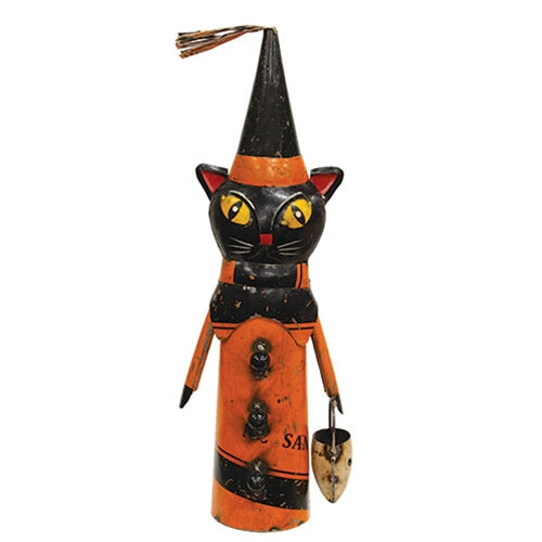 Onyx the Reclaimed Metal Vintage Cat • Vintage Halloween Decor