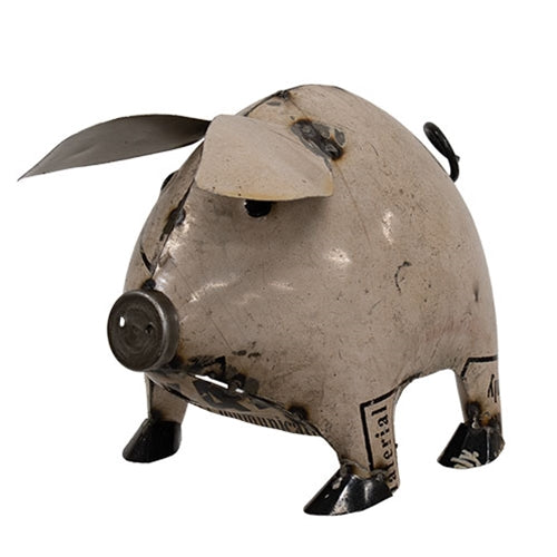 Snorty • Reclaimed White Metal Large Pig