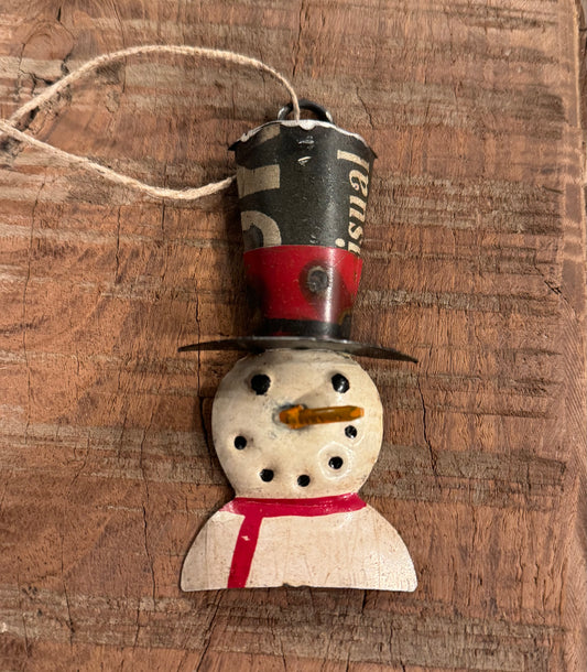 Snowman Ornament • Vintage Style Reclaimed Metal Snowman Ornament