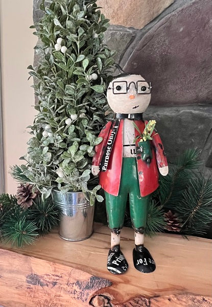 Stuart • Reclaimed Metal Snowman with Glasses