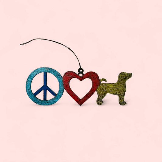 Peace Love & Dogs ornament