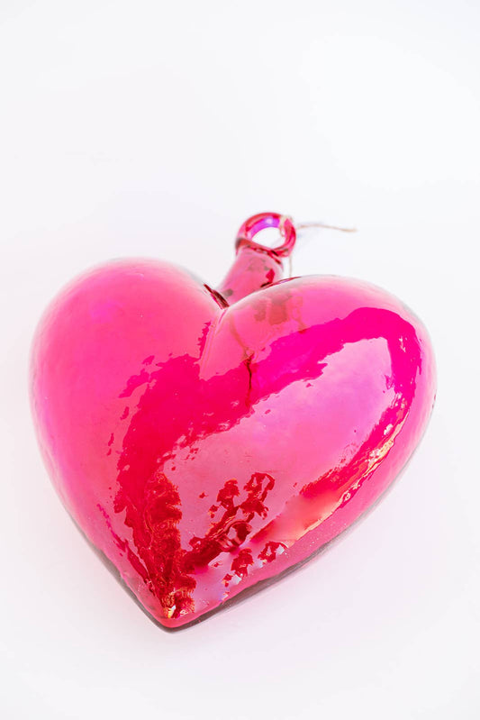 Blown Glass Heart - Pink - Small Recycled Glass Heart