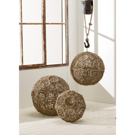 Bohemian oversized decorative jute spheres/balls - Natural and oversized