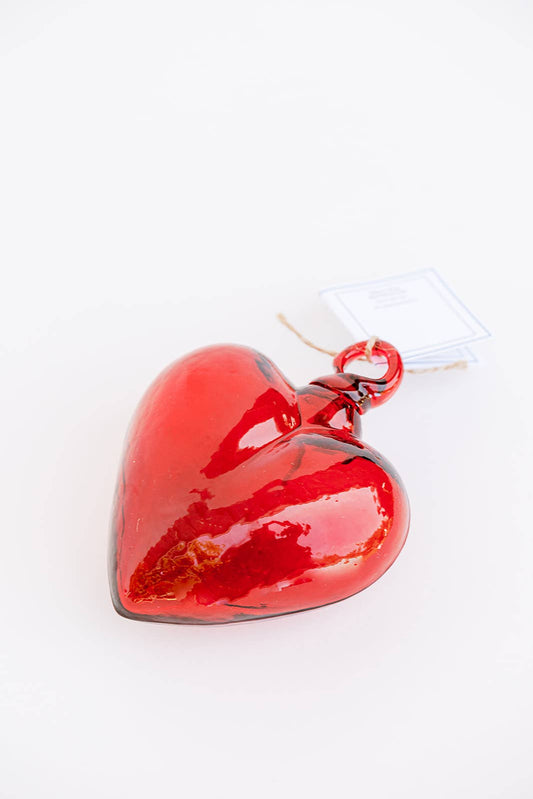 Blown Glass Heart - Red - Small Recycled Glass Heart