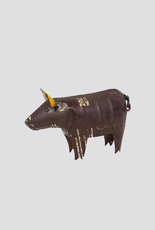 Oinkers the Brown Pig • Recycled Metal Pig • Recycled Metal Animals