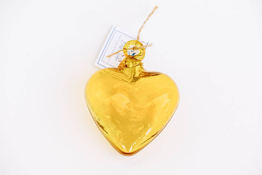 Blown Glass Heart - Yellow - Mini Recycled Glass Heart