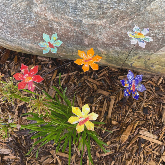 Medium Copper Enamel Flower Plant Decor