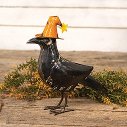 Hazel the Halloween Crow • Reclaimed Black Crow in festive hat