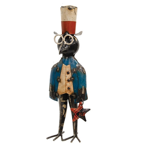 Leo the Patriotic Crow • Reclaimed Metal Crow Americana