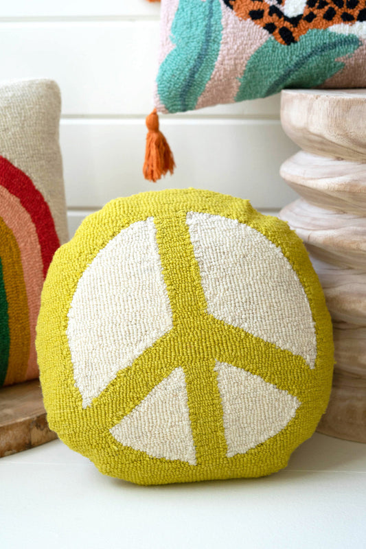 Yellow Peace throw pillow