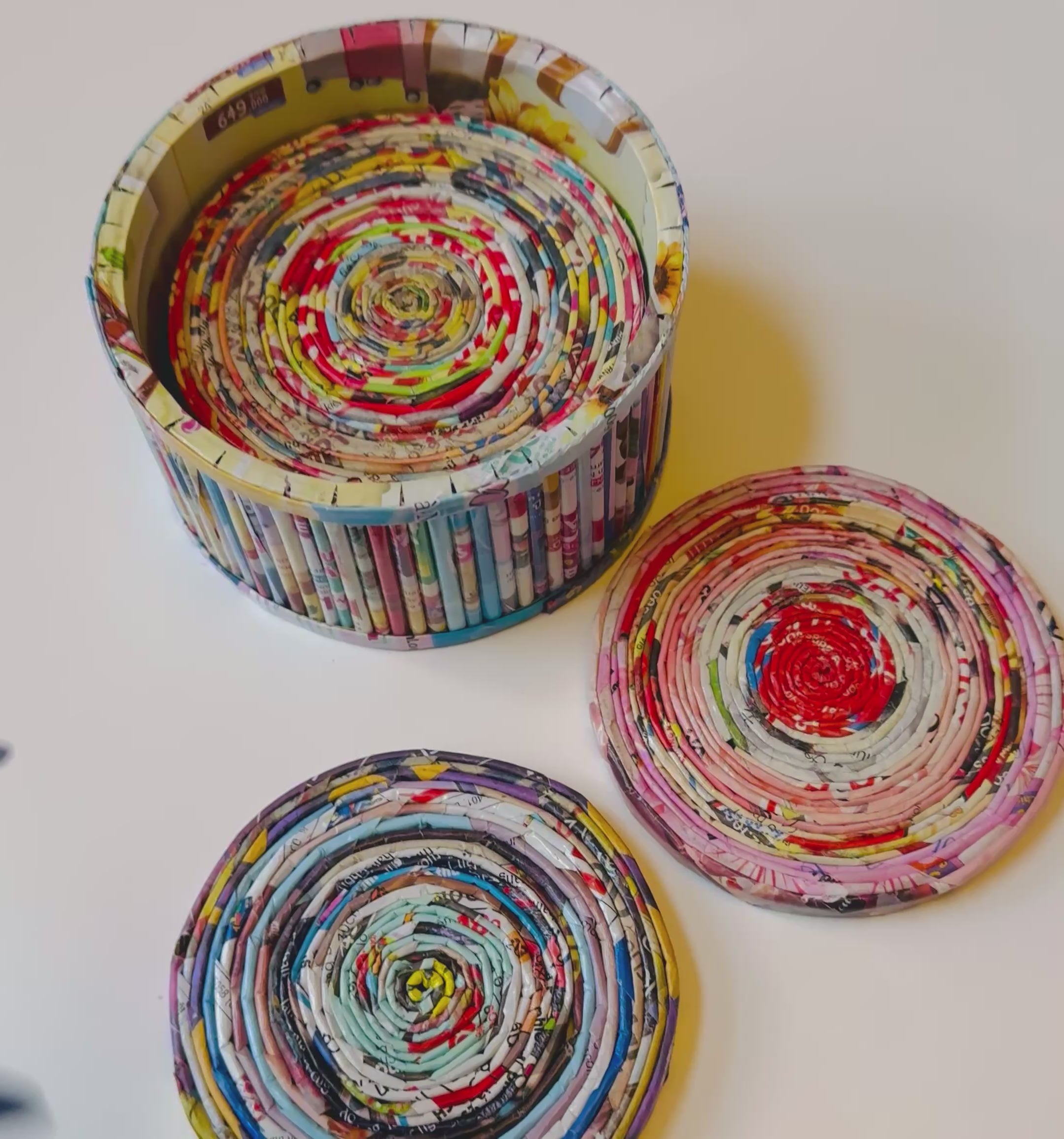 Reclaimed Recycled Coasters with holder – Past Forward Shop