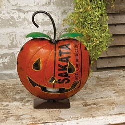 Jack O Lantern Luminary • Reclaimed Metal Pumpkin Luminary