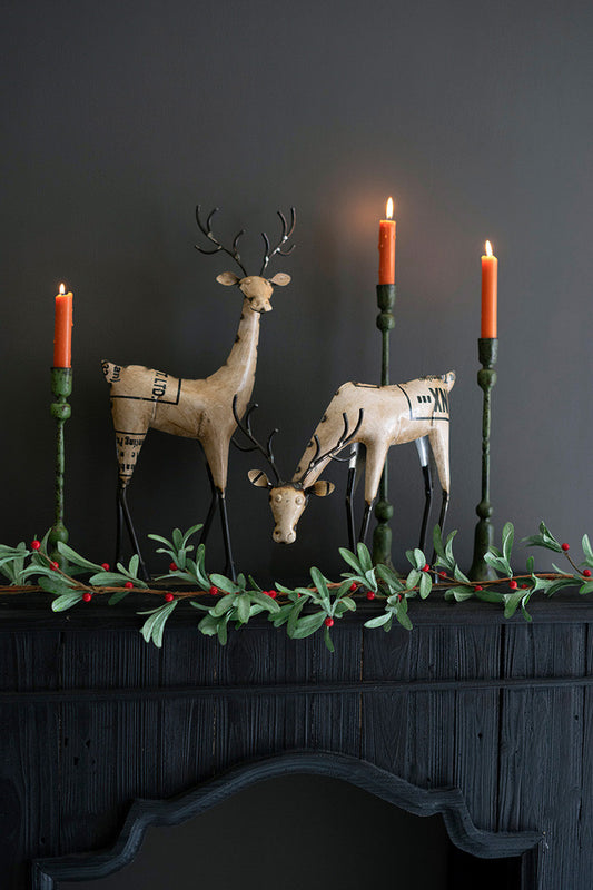 Reclaimed White Iron Reindeer "Donner" and "Blitzen"