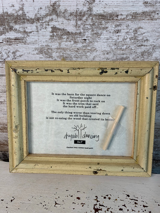5x7 pale yellow /rounded edging reclaimed picture frame