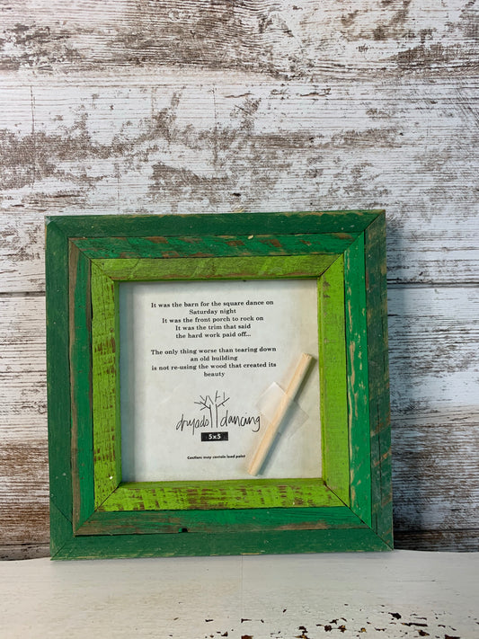 5x5 stacked greens Reclaimed wood frame