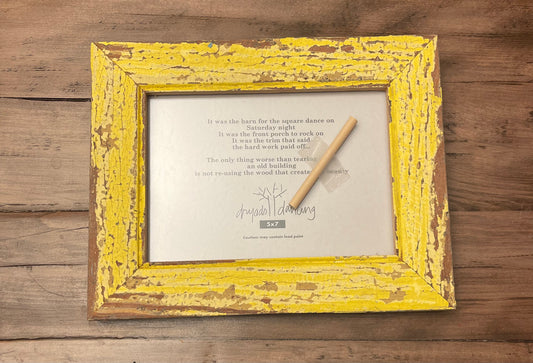 5x7 Canary Yellow Reclaimed wood frame