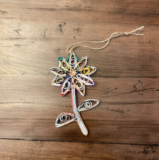 Flower Ornament • repurposed magazine ornament